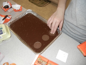 Place Reese's Cups into the batter
